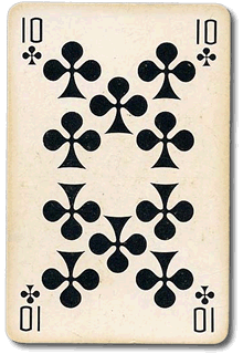 Carte représentant le 10 de trèfle d'un jeu de cartes classiques