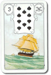 Carte représentant le navire du jeu du petit Lenormand